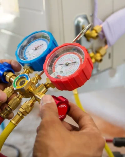 stock-photo-technician-vacuum-pump-evacuates-and-checking-new-air-conditioner-667959880-1920w